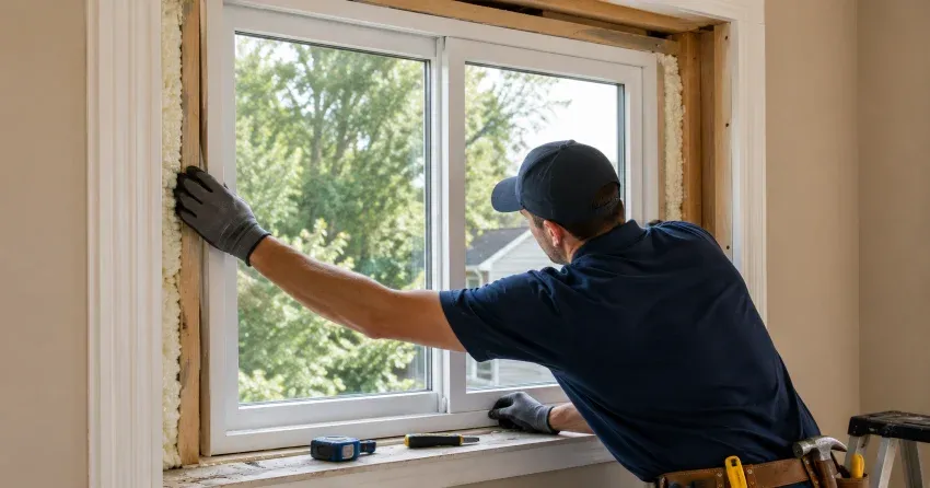 close-up of Low-E glass coating on an insulated window Ingersoll