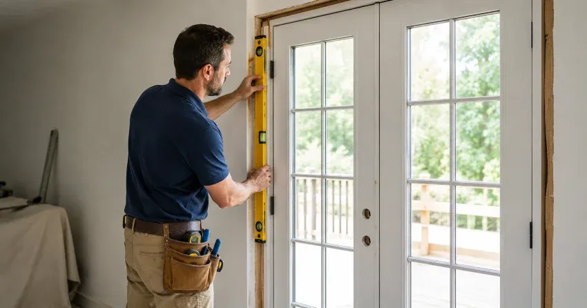 newly installed French doors with divided glass panes in Golf Estates, Ingersoll