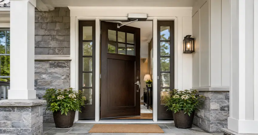 residential automatic door opener installed on exterior entry door in Golf Estates, Ingersoll