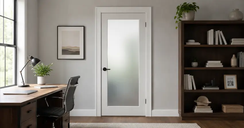 frosted interior door installed in home office in Oxford Village, Ingersoll