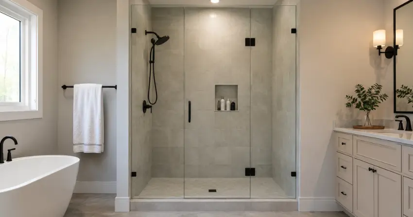 new frameless glass shower door installed in Golf Estates, Ingersoll