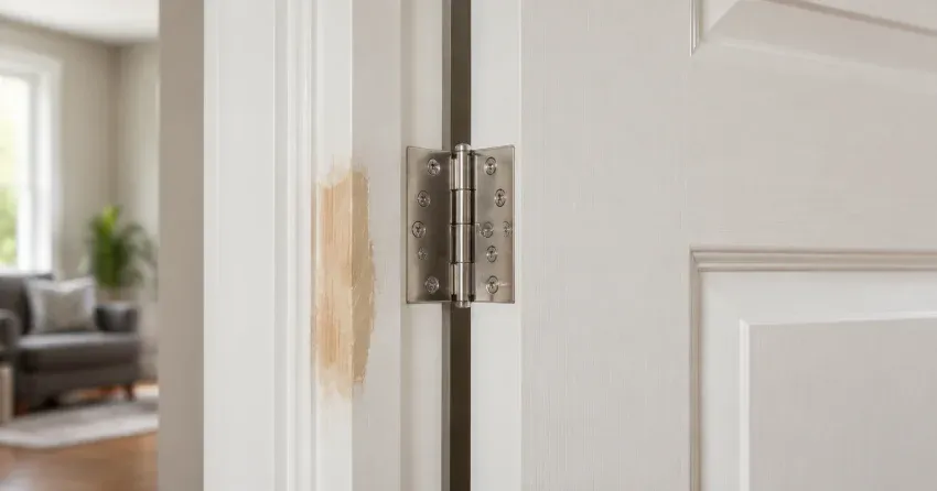 technician checking a warped door against a straightedge in Ingersoll